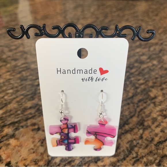 Handmade puzzle earrings - Picture 2 of 11